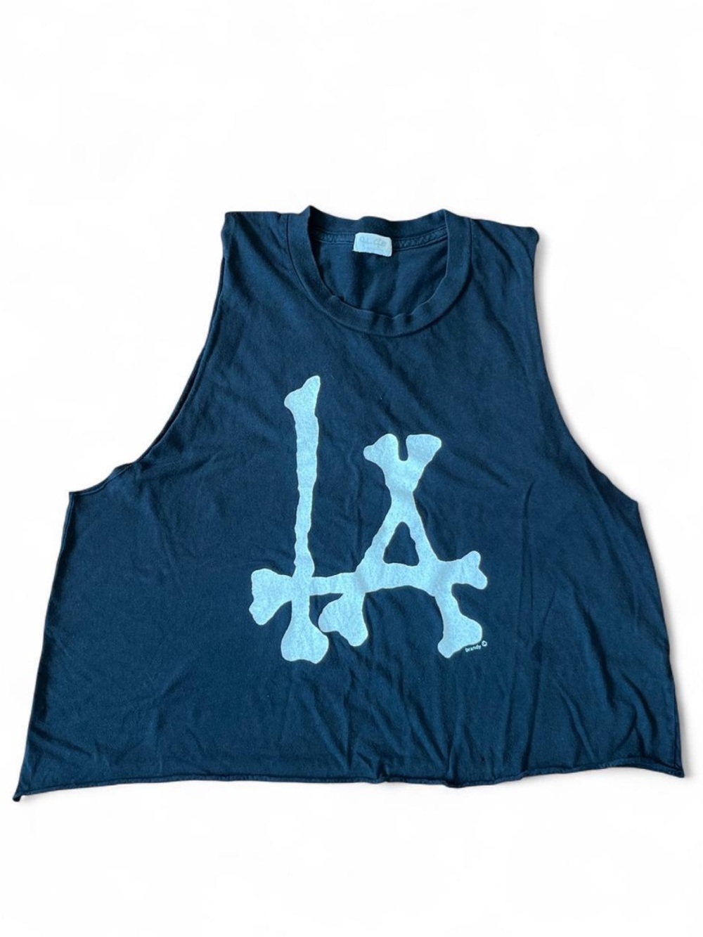 Brandy Melville Black Cropped Muscle Tee with White Bone LA Graphic
